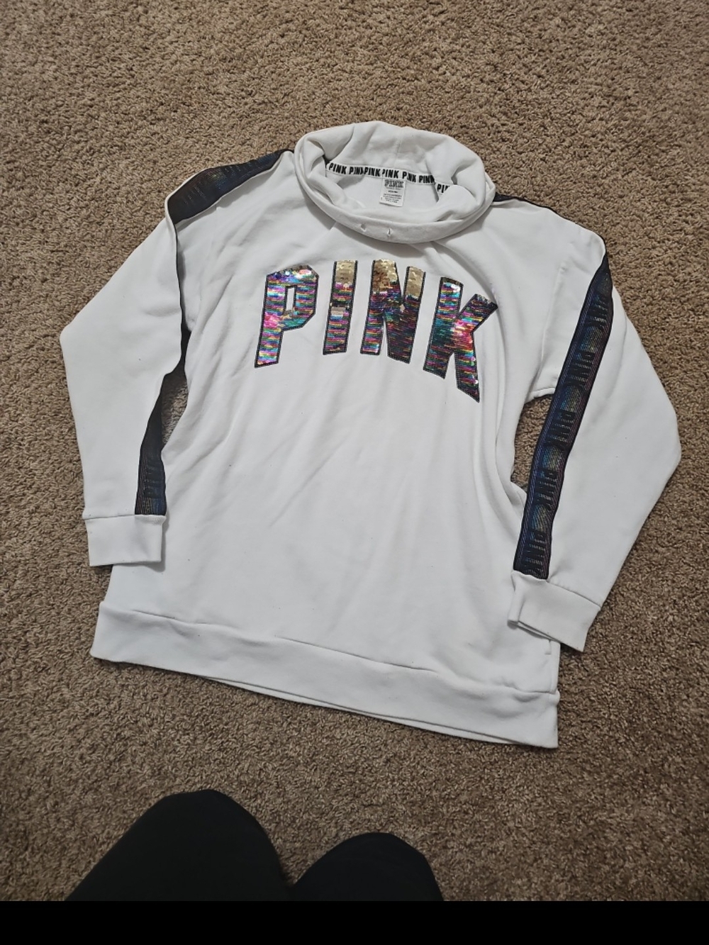 PINK Victoria's Secret Bling White Logo Pullover